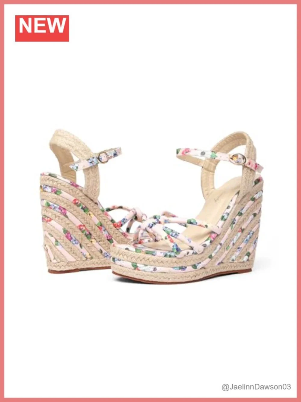 Womens Espadrille Wedge Sandals Flower Pattern Ankle Strap Open Toe PU Platform